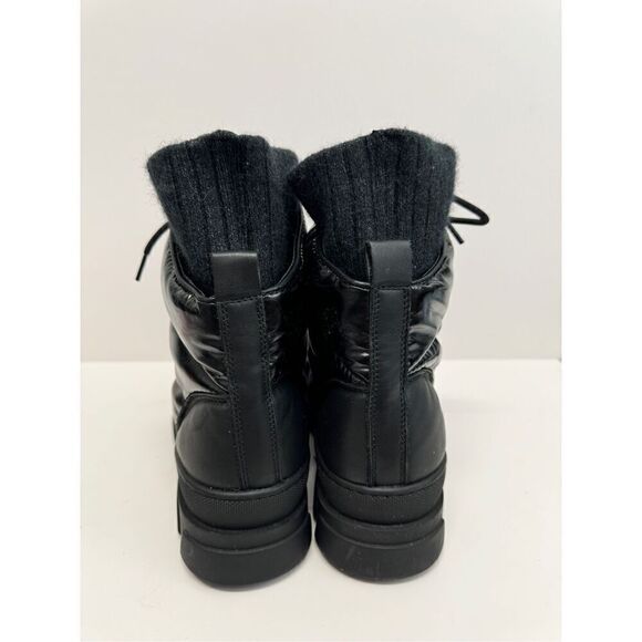 Sam Edelman Boots Size 7.5 Black Lug Sole Tabitha Lace Up Round Toe Winter Boot - Picture 5 of 8